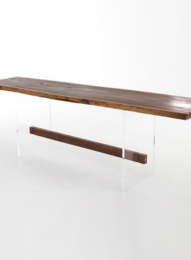 浮桌天然原木大板桌异形实木客厅北欧美黑胡桃木简约现代自然长桌