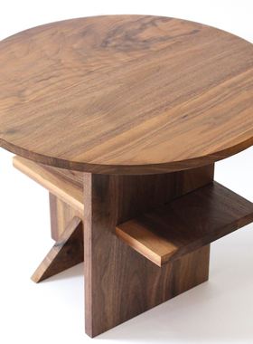 K几 实木茶几原创设计简约现代黑胡桃木北欧客厅卧室边几收纳小桌