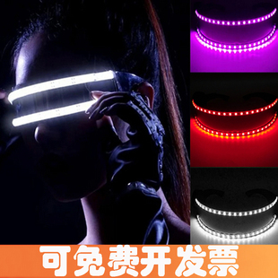 爆闪酒吧夜场表演七彩发光眼镜手套LED发光手套舞台派对发光道具