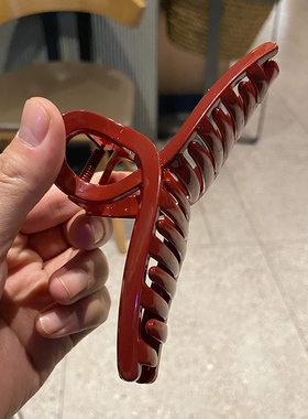 韩国交叉红色抓夹大号气质后脑勺发夹安可拉发量大轻奢盘发潮简约