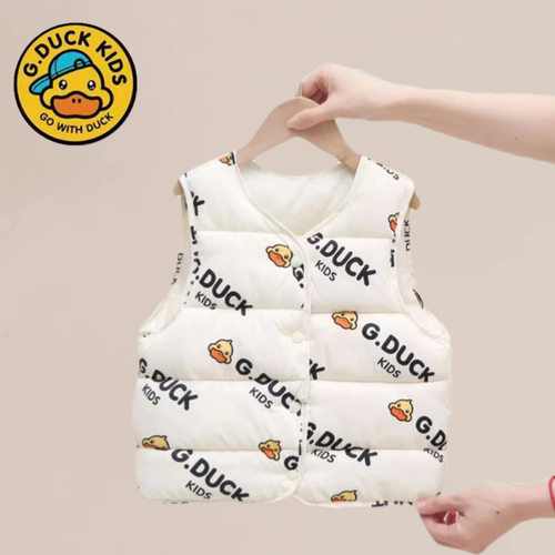 正品小黄鸭儿童羽绒棉马甲男童女童秋冬季中小童宝宝马夹背心