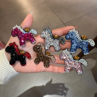 韩版新款满钻小马发夹2025高级感侧边发卡发饰个性时尚彩钻边夹BB