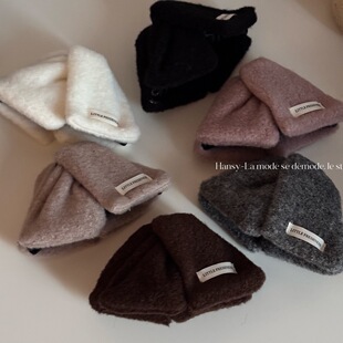 韩系厚实毛呢抓夹高级感秋冬甜美时尚鲨鱼夹子发夹女后脑勺发饰