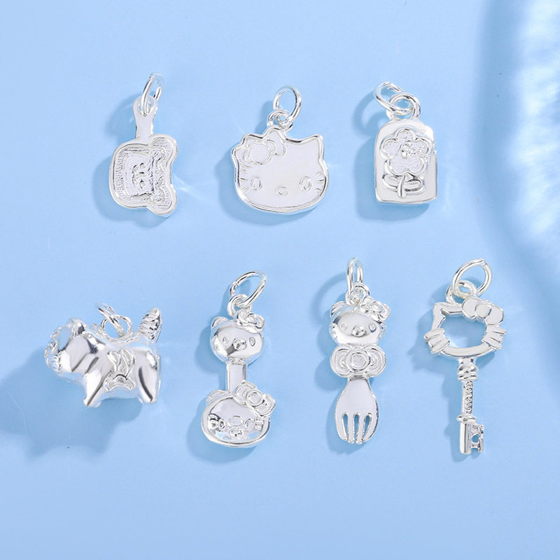 足银999KT猫卡通饰品配件项链配件DIY耳环手机链项链吊坠猫咪配饰,饰品/流行首饰/时尚饰品新,银饰配件,淘宝优惠券,粉丝福利购,淘宝优惠卷