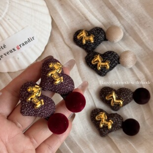 气质爱心金标小马发夹女侧边发卡前额边夹碎发刘海夹新款头饰新款