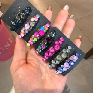 韩国摩卡闪钻掰掰发夹精致甜美侧边碎发BB边夹彩色多巴胺2025发卡