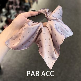韩国超仙温柔质感缎面波点方巾肥肠圈氛围宽边显发量多头饰橡皮筋