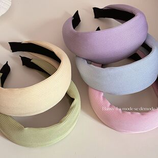 糖果色系针织条纹宽边发箍简约百搭日常外出发箍头饰发饰新款