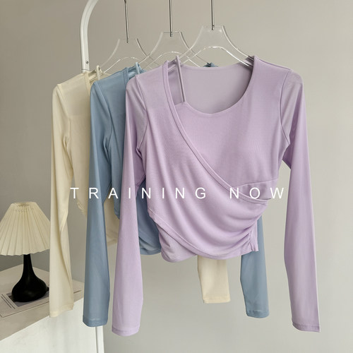 带胸垫瑜伽服长袖女秋冬锻炼上衣