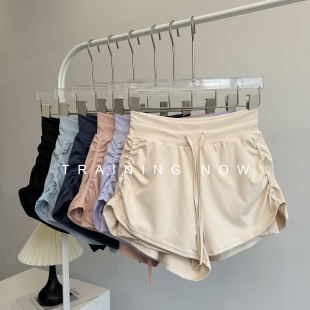 高腰抽绳瑜伽休闲裤 运动短裤 防走光跑步训练健身三分裤 薄款 女夏季