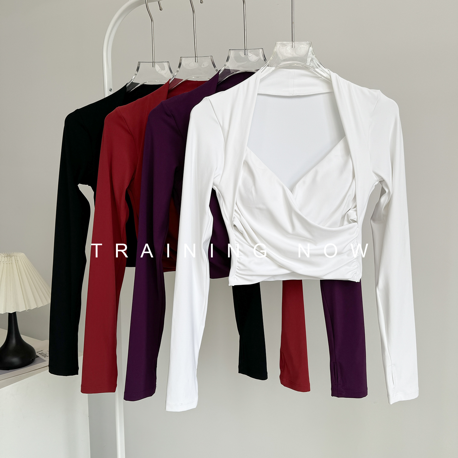 带胸垫瑜伽服长袖女秋冬季绝美