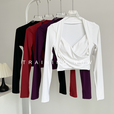 带胸垫瑜伽服长袖女秋冬季绝美