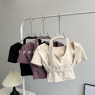 晨跑步健身锻炼服夏 显瘦运动速干上衣时尚 瑜伽服短袖 女高颜值时尚