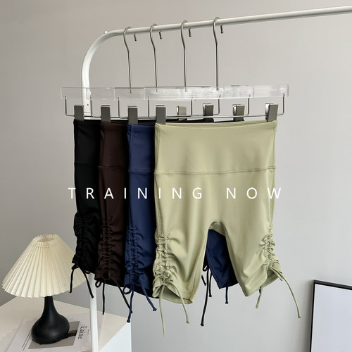 裸感运动五分裤女夏季高腰收腹瑜伽短裤速干无尴尬线跑步健身裤