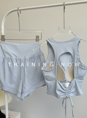 跑步套装女夏季修身显瘦性感瑜伽美背文胸专业健身房训练运动服