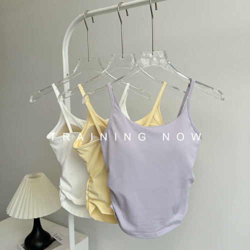 运动背心女夏季带胸垫速干美背普拉提训练健身文胸吊带瑜伽内衣