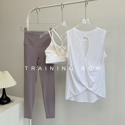 瑜珈服套装女夏背心性感文胸运动美背夏季普拉提健身上衣训练罩衫