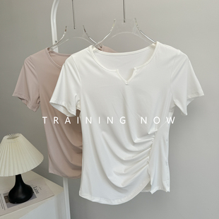 瑜伽服上衣专业普拉提训练健身服 修身 速干运动短袖 跑步T恤女夏季