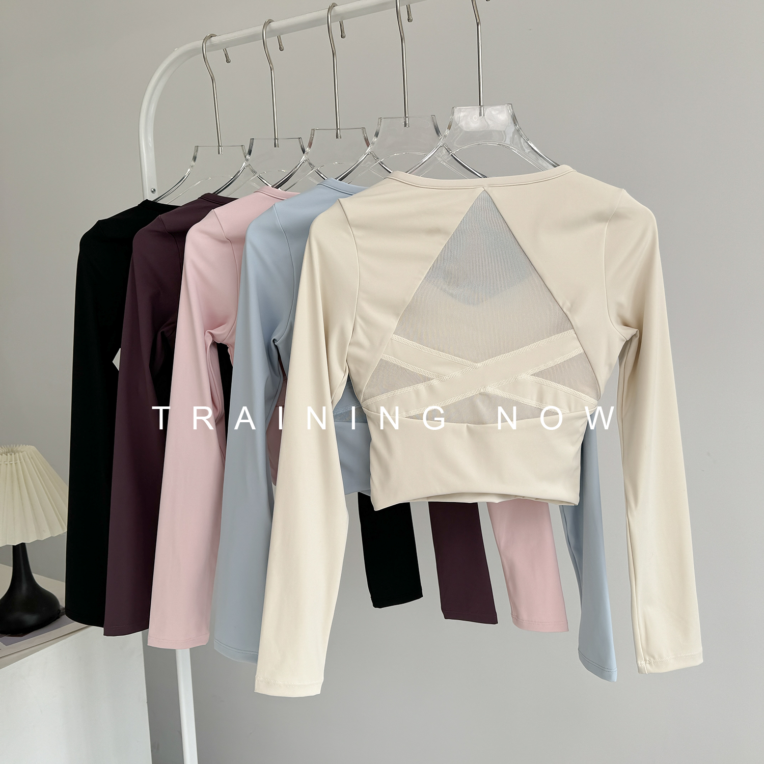 带胸垫瑜伽服长袖女秋冬季健身