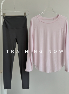 宽松透气健身套装女夏季薄款瑜伽服长袖罩衫高腰提臀晨跑运动长裤