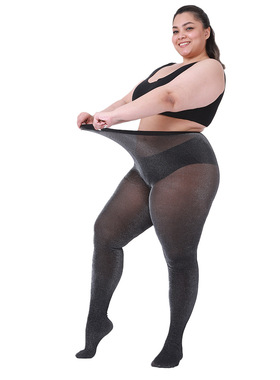 跨境欧美银丝超大码连裤袜Plus size pantyhose多尺码薄款60D丝袜