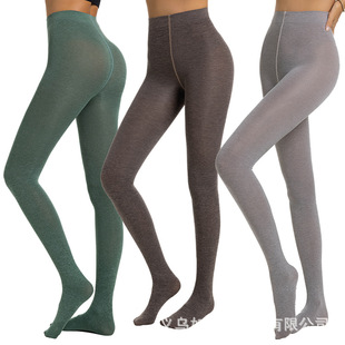 Women Tights亚马逊连脚裤裸氨针织AB双色仿棉80D麻灰色连裤袜
