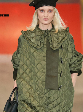 棉服女2023新款冬季韩版中长款娃娃领棉衣过膝羽绒棉袄宽松时尚潮