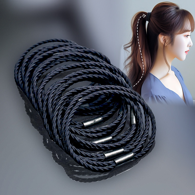 黑色马尾发圈韩系女士扎头头绳女成人绑头发橡皮筋耐用细发绳皮套