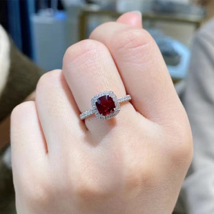 天然无烧微瑕红宝石戒指镶嵌天然红宝石钻石戒指红宝石戒指18k金
