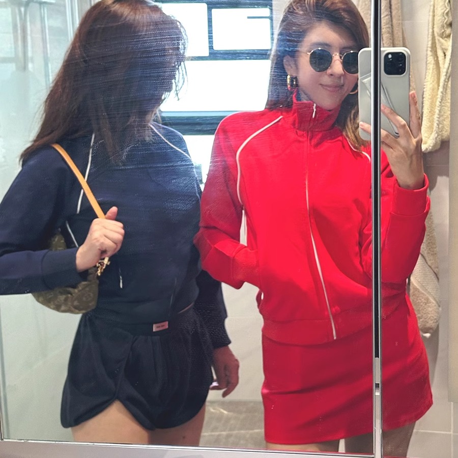 NAYB街头简约拉链立领运动卫衣外套女宽松休闲短开衫上衣短裙套装