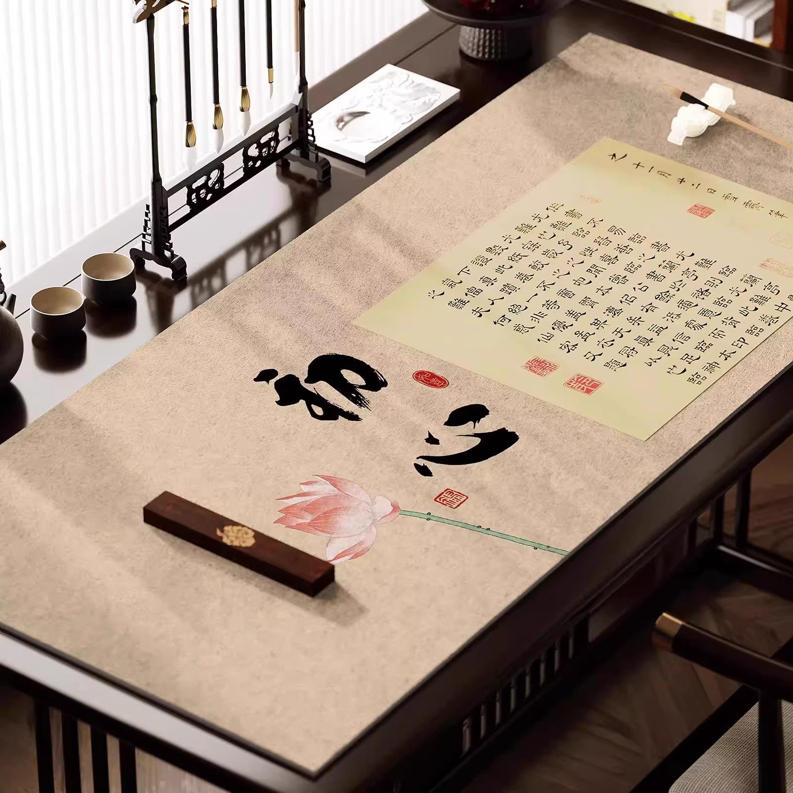 新中式羊毛毛毡桌布书法垫子案台专用防墨桌垫书房毛笔练字保护垫防油