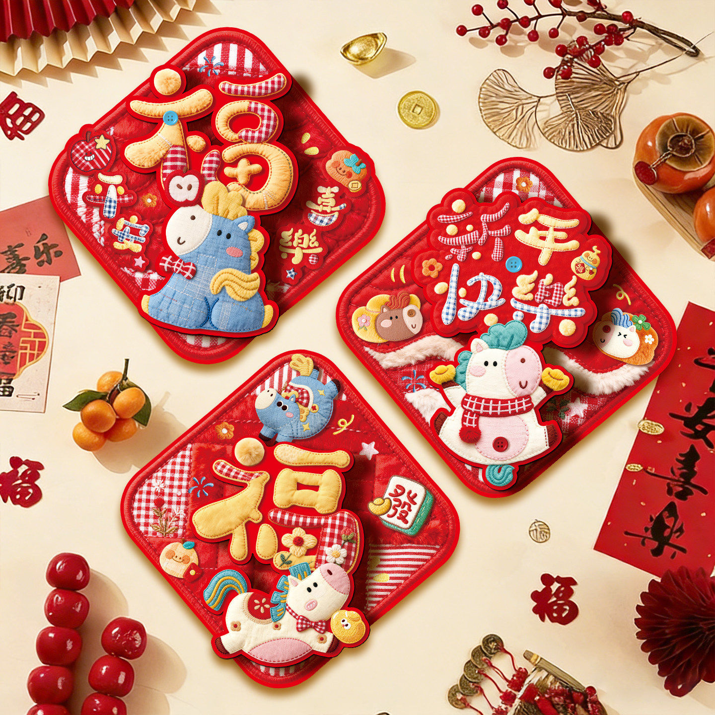 2026年新款福字门贴马年立体门幅新年过年春节入户门贴纸新年装饰,节庆用品/礼品,喜字/剪纸/贴纸,淘宝优惠券,粉丝福利购,淘宝优惠卷