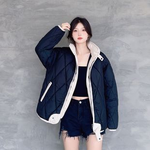 菱格短款羽绒棉衣棉服女2023年新款潮早春秋冬季外套夹棉厚棉袄子