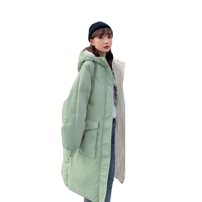 宽松版撞色设计中长款外套