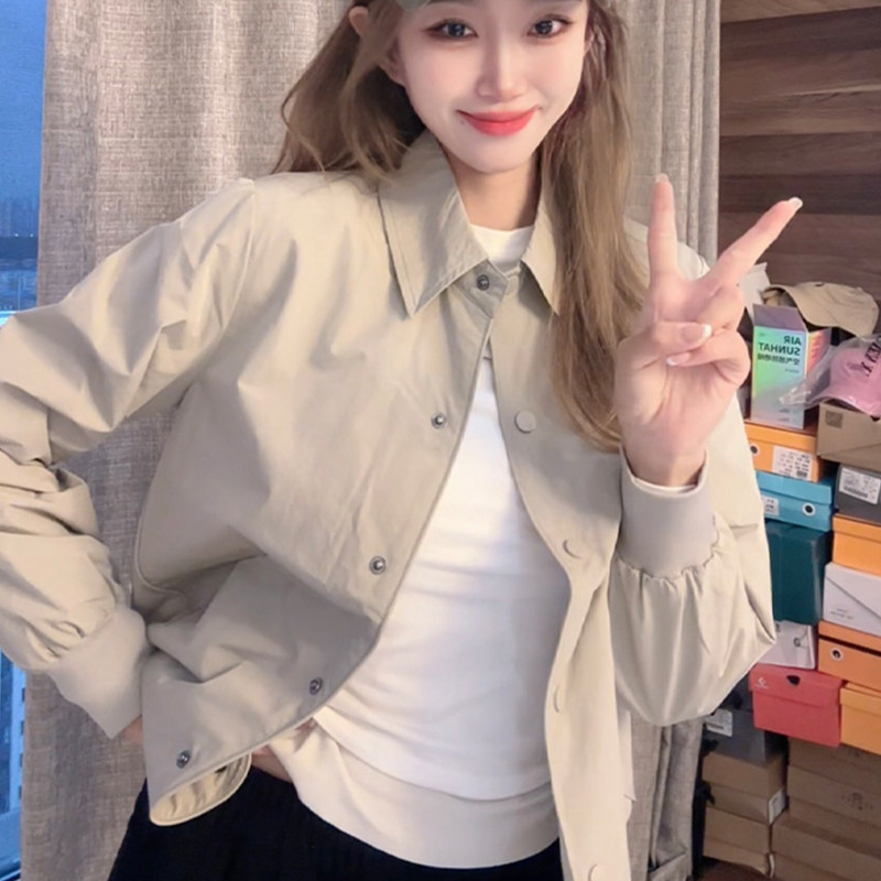 春季时尚外套短款女2026年显廋衬衫小个子夹克休闲开衫外穿棒球服