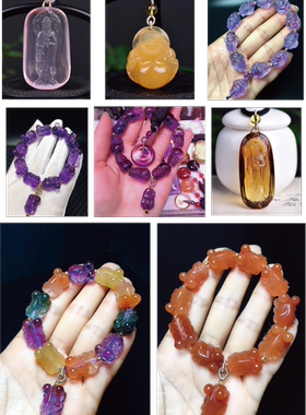 手串水晶绿幽灵雕刻件吊坠项链