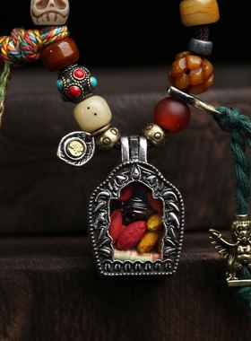 藏民回流——嘎乌盒——内铜擦擦、青稞、经文手工编织，原创设计