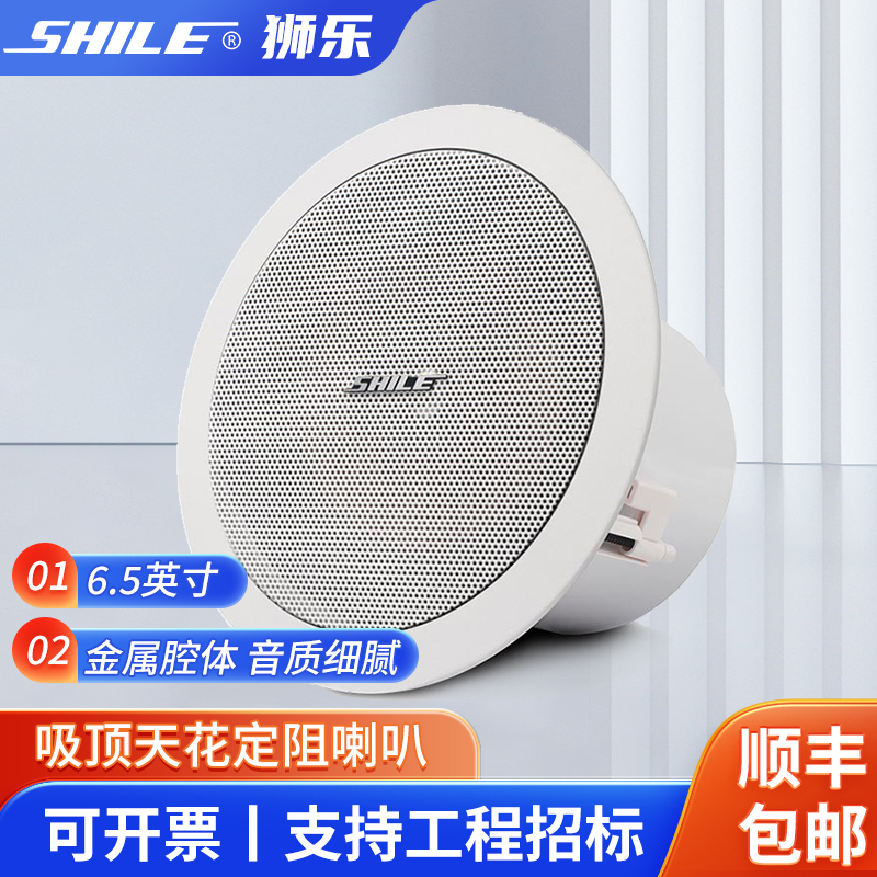 狮乐（SHILE）BX-206吸顶音箱天花定阻喇叭音响6.5英寸广播音箱