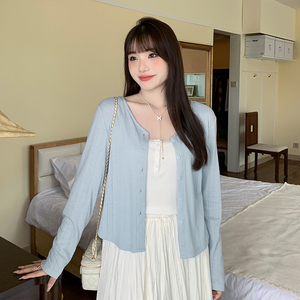 微胖mm镂空防晒开衫2025春秋新款大码女装外搭宽松针织空调衫外套