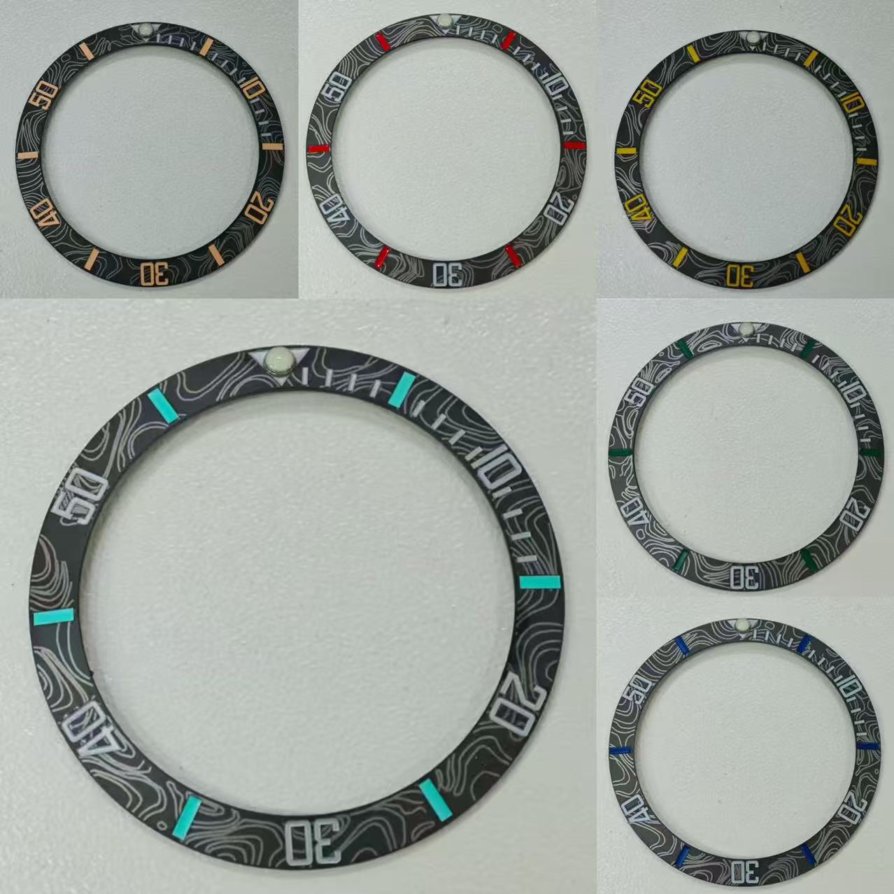 38mm陶瓷仿碳纤维纹斜面表圈手表维修代用配件