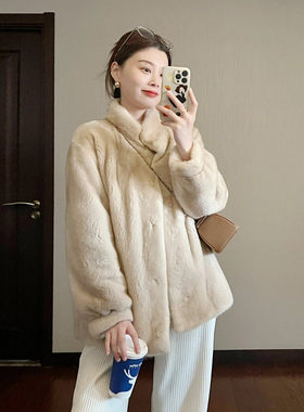 2025年浪漫派对 立领修身进口整貂水貂皮草大衣女中长款新款冬季