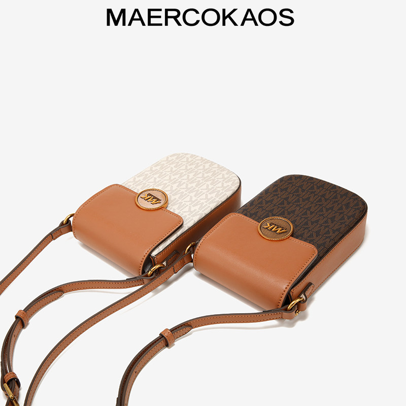 MAERCOKAOS欧美时尚手机包女2024新款字母印花单肩斜挎包链条包