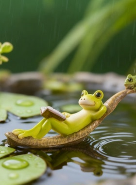 可爱青蛙木质装饰摆件