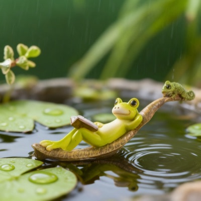 可爱青蛙木质装饰摆件