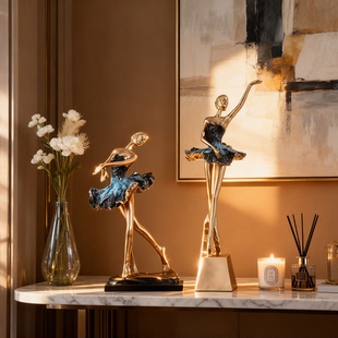 美式轻奢芭蕾舞者摆件铜质工艺品家居装饰桌面装饰品