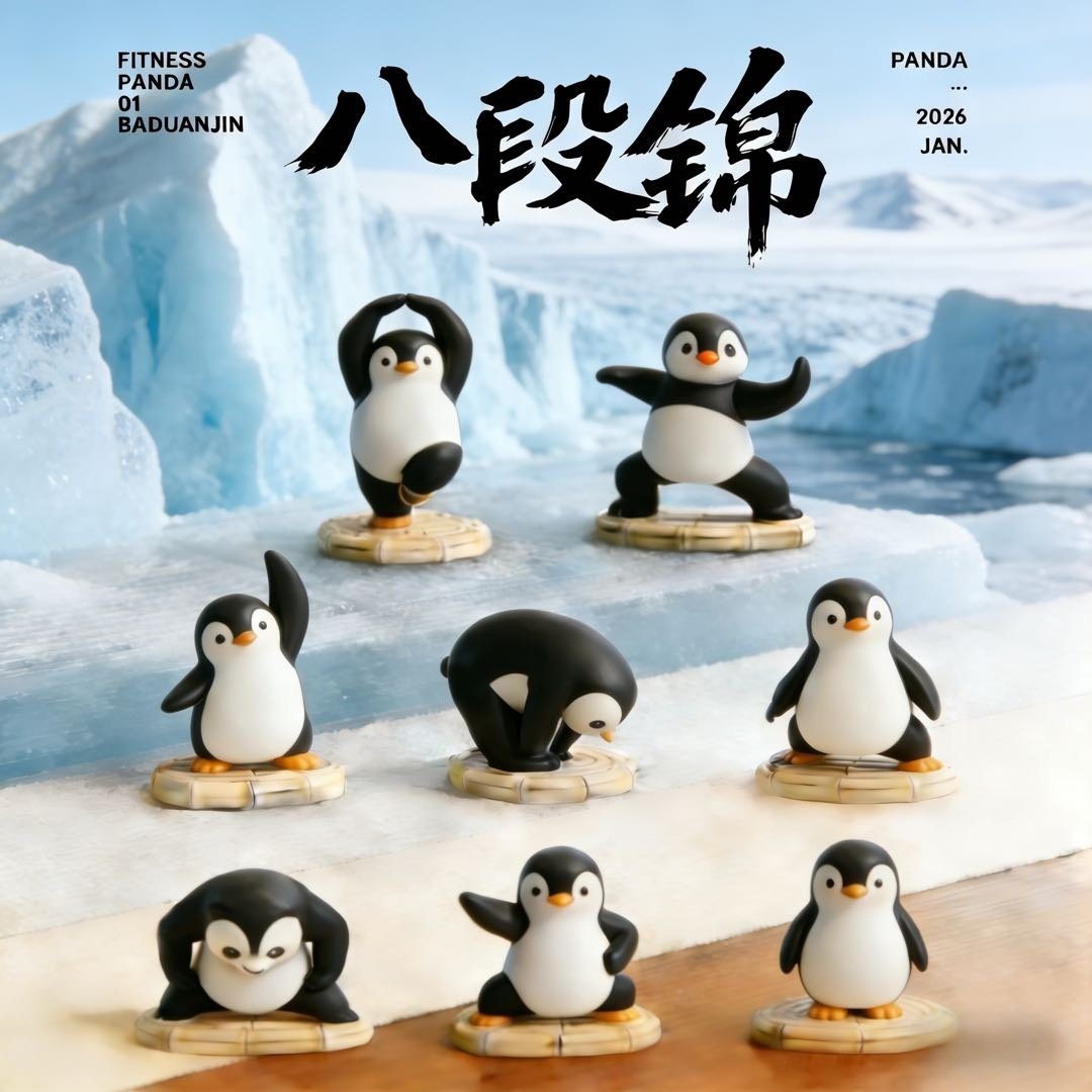 卡通可爱企鹅桌面摆件创意趣味DIY装饰品八段锦造型,家居饰品,桌面摆件,淘宝优惠券,粉丝福利购,淘宝优惠卷