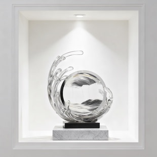 现代简约透明球体装饰摆件抽象艺术雕塑客厅玄关桌面工艺品