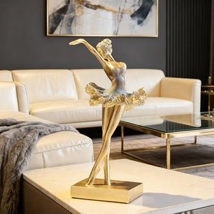 轻奢芭蕾舞者摆件金色树脂桌面装饰品现代简约家居工艺品