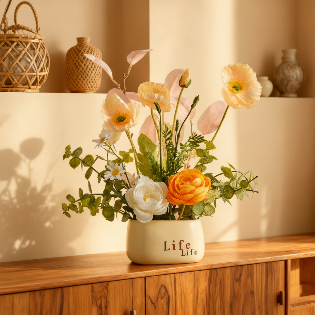 仿真花束玫瑰洋桔梗混搭花艺摆件家居装饰手工diy客厅桌面花艺