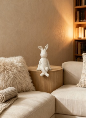 北欧简约兔子陶瓷装饰摆件